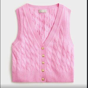J. Crew Cashmere Cropped Cable-Knit Sweater-Vest | Small